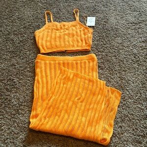 orange midi skirt set *brand new